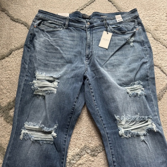Judy Blue jeans Destroy Get Something Straight Mid Rise raw hem 24W new - Picture 13 of 14